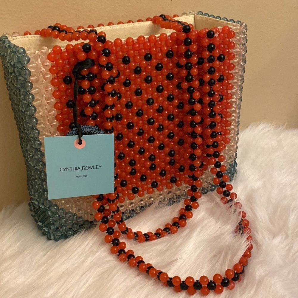 NWT Cynthia Rowley | Rare Watermelon Acrylic Beaded Tote Shoulder Bag 🍉 - Picture 2 of 13